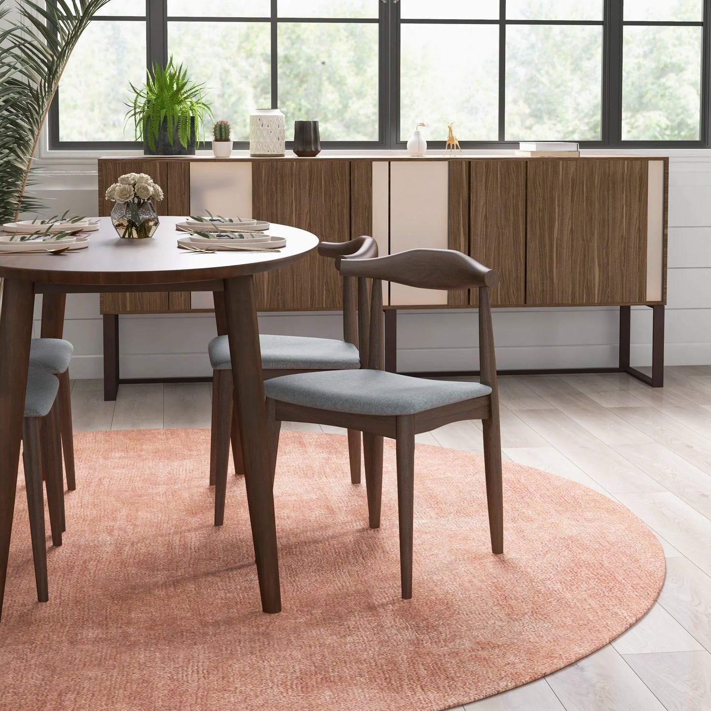 Rixos Dining set with 4 Juliet Dining Chairs (Fabric)