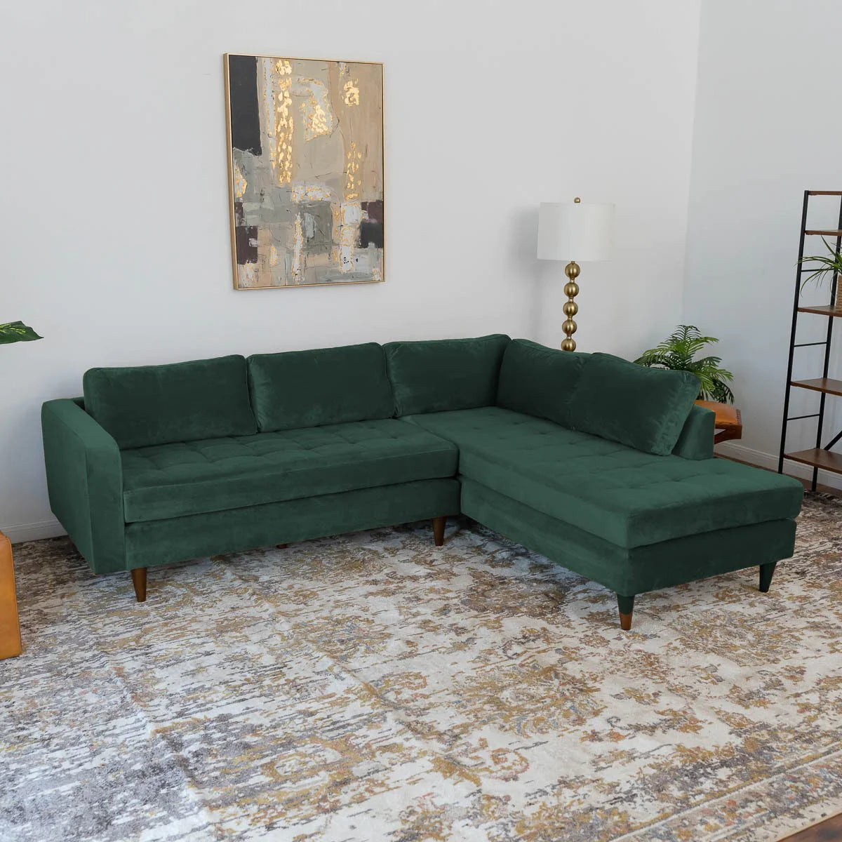 Minnesota Sectional Sofa (Green - Right Facing Chaise)