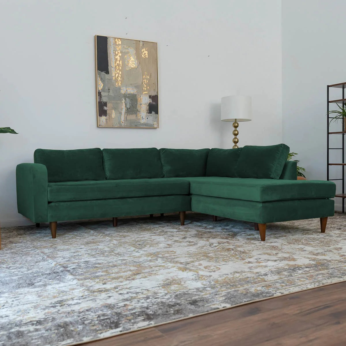 Minnesota Sectional Sofa (Green - Right Facing Chaise)