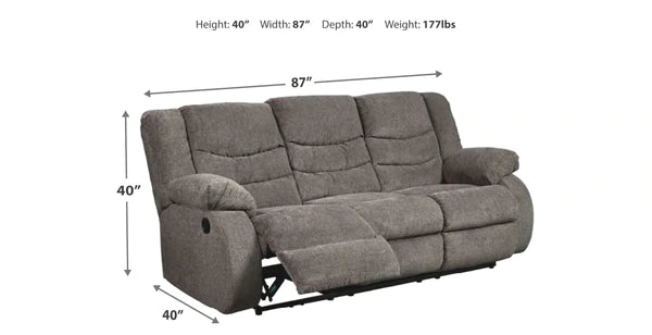 Tulen Gray Reclining Sofa | 9860688