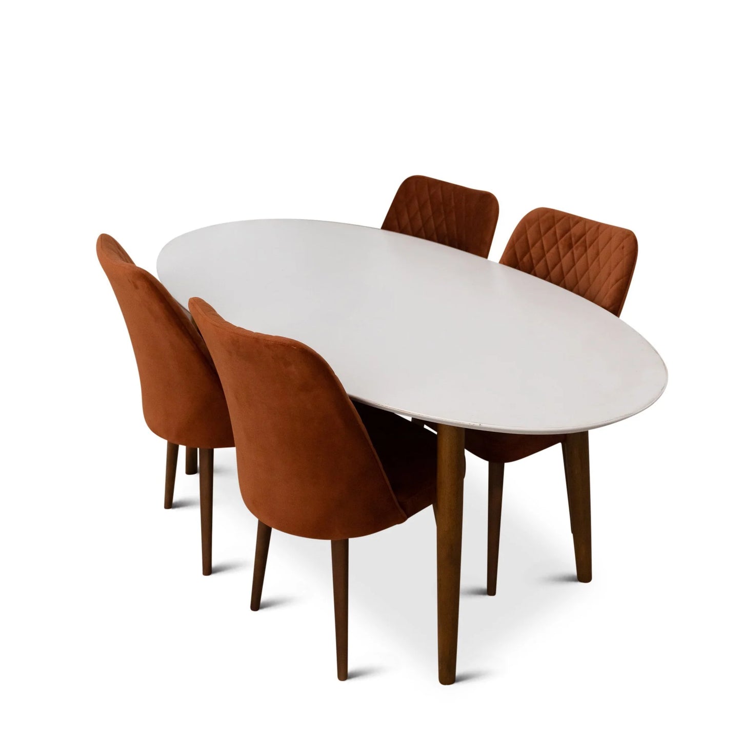 Rixos Dining set with 4 Evette Orange Dining Chairs