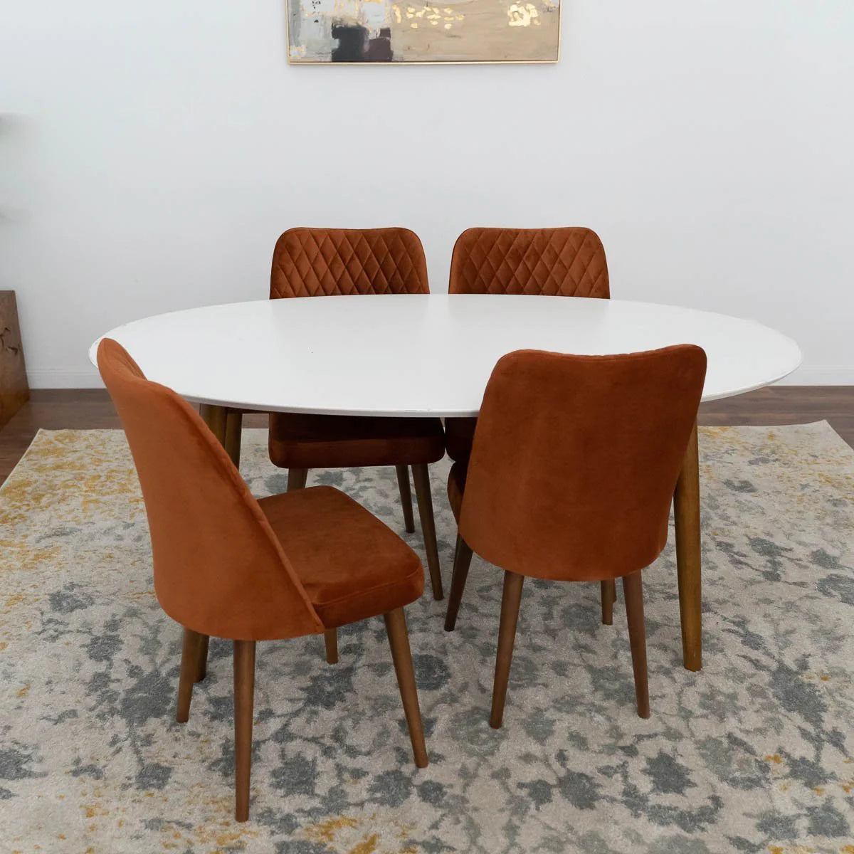 Rixos Dining set with 4 Evette Orange Dining Chairs