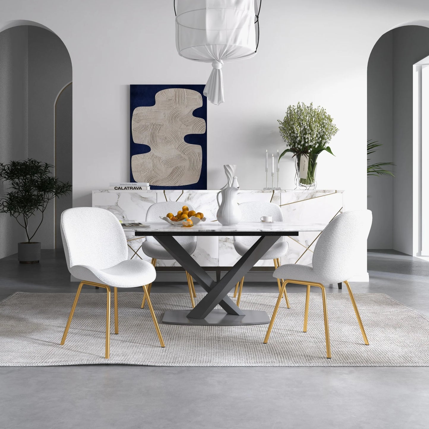 Lucy Beige Boucle Dining Chair