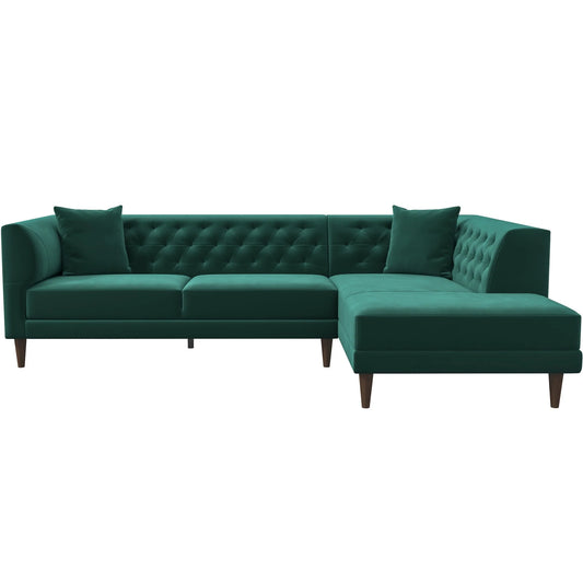 Caldo Modern Right Chaise Sectional in Green