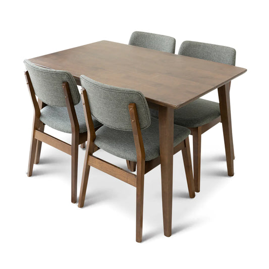 Small Adira Dining set with 4 Abbott Grey Dining Chairs (Walnut)