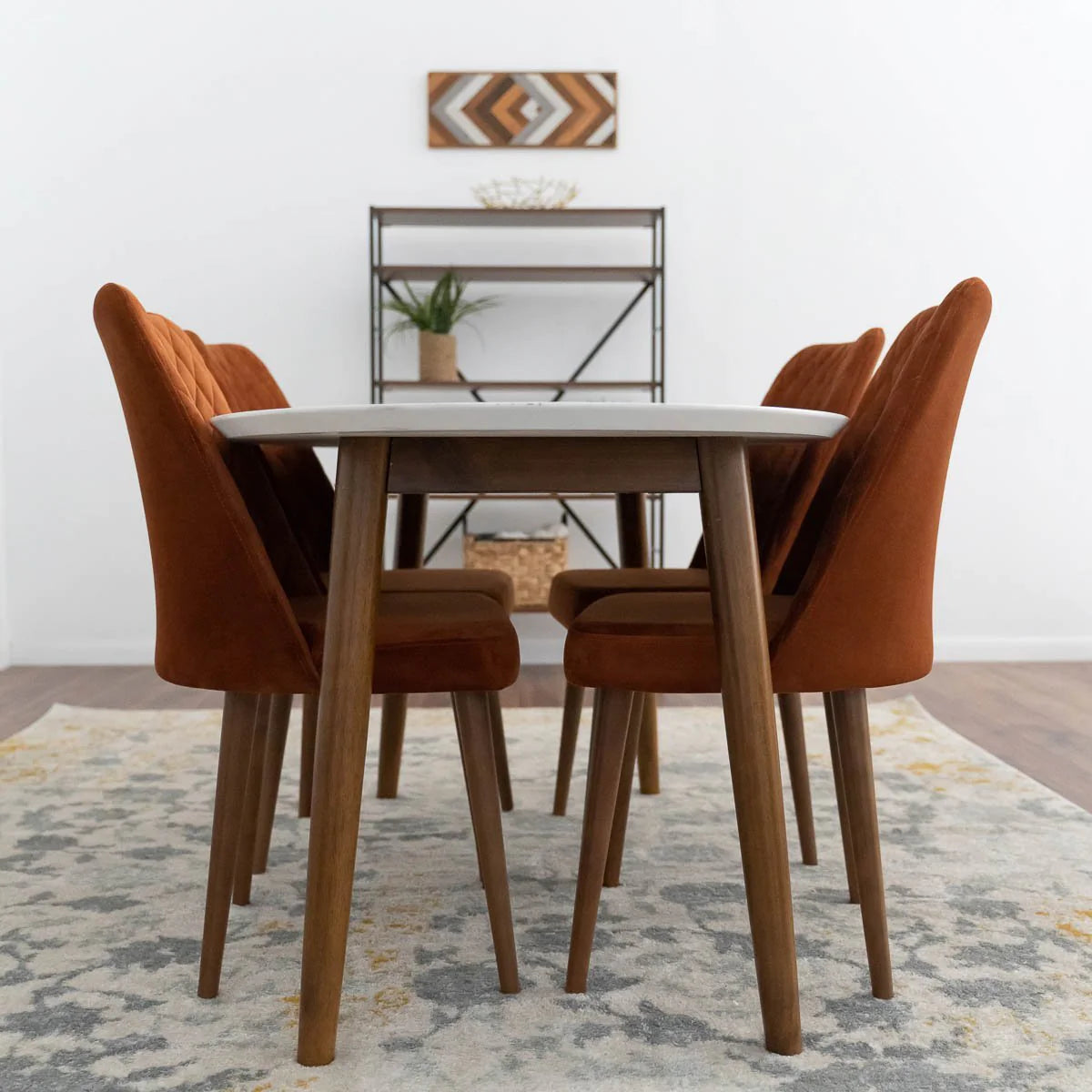 Rixos Dining set with 4 Evette Orange Dining Chairs