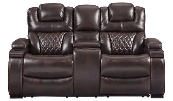 Warnerton Chocolate Power Reclining Loveseat with Console | 7540718