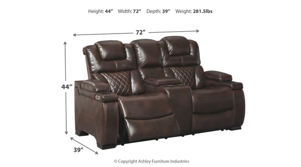 Warnerton Chocolate Power Reclining Loveseat with Console | 7540718