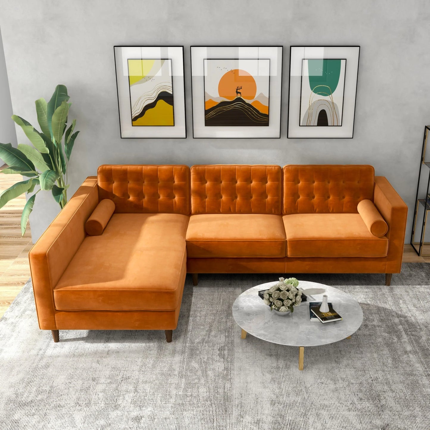 Olson Sectional Sofa (Burnt Orange) Left Chaise