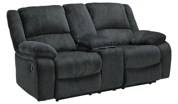 Draycoll Slate Reclining Loveseat with Console | 7650494