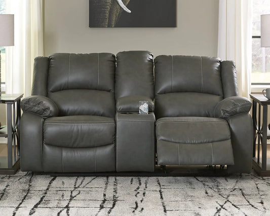 Calderwell Gray Reclining Loveseat with Console | 7710394