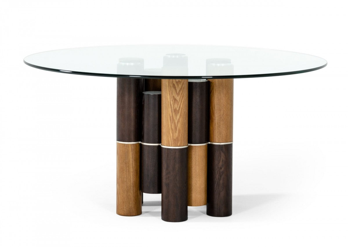 Modrest Greta - Modern Glass & Walnut Dining Table Set