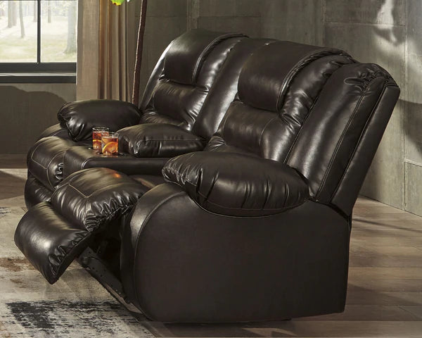 Vacherie Chocolate Reclining Loveseat with Console | 7930794