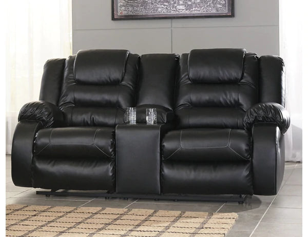 Vacherie Black Reclining Loveseat with Console | 7930894