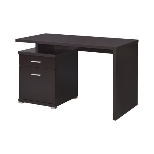 Irving 2-Drawer Office Desk With Cabinet Cappuccino - 800109