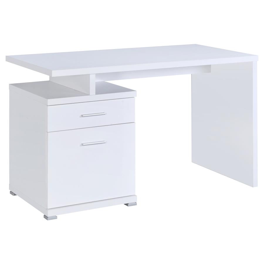 Irving 2-drawer Office Desk with Cabinet White 800110