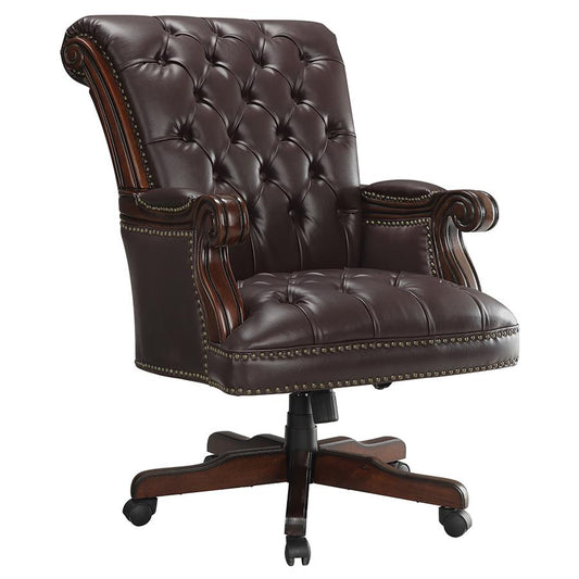 Tufted Adjustable Height Office Chair Dark Brown - 800142