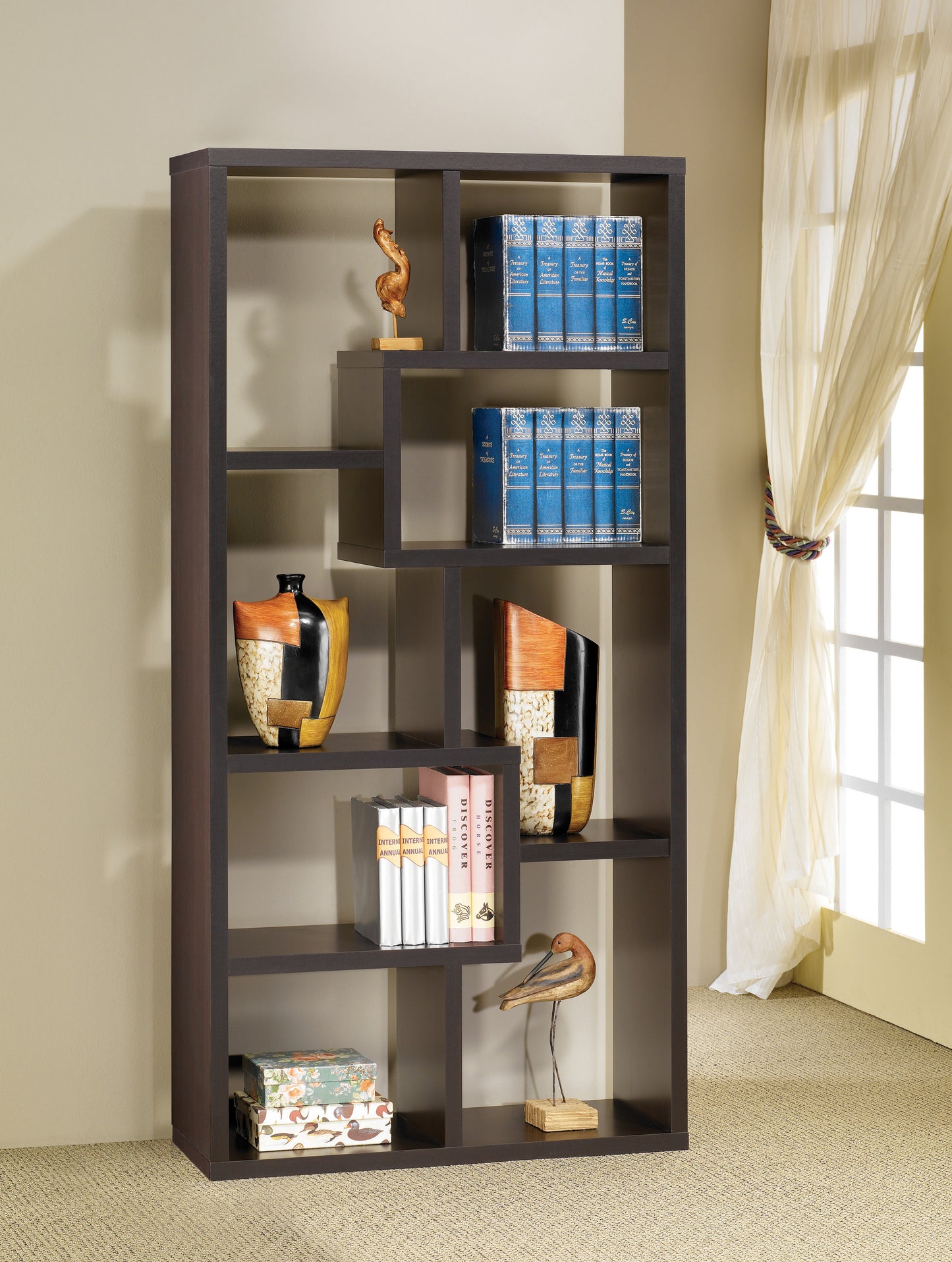 Theo 10-Shelf Bookcase Cappuccino - 800264