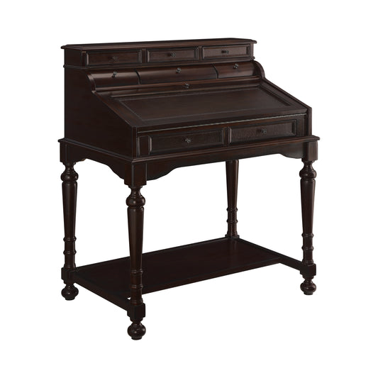 Milo 10-Drawer Secretary Desk Warm Brown - 800772