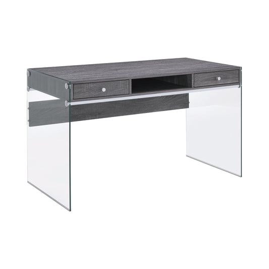 Dobrev 2-Drawer Writing Desk Weathered Grey And Clear - 800818