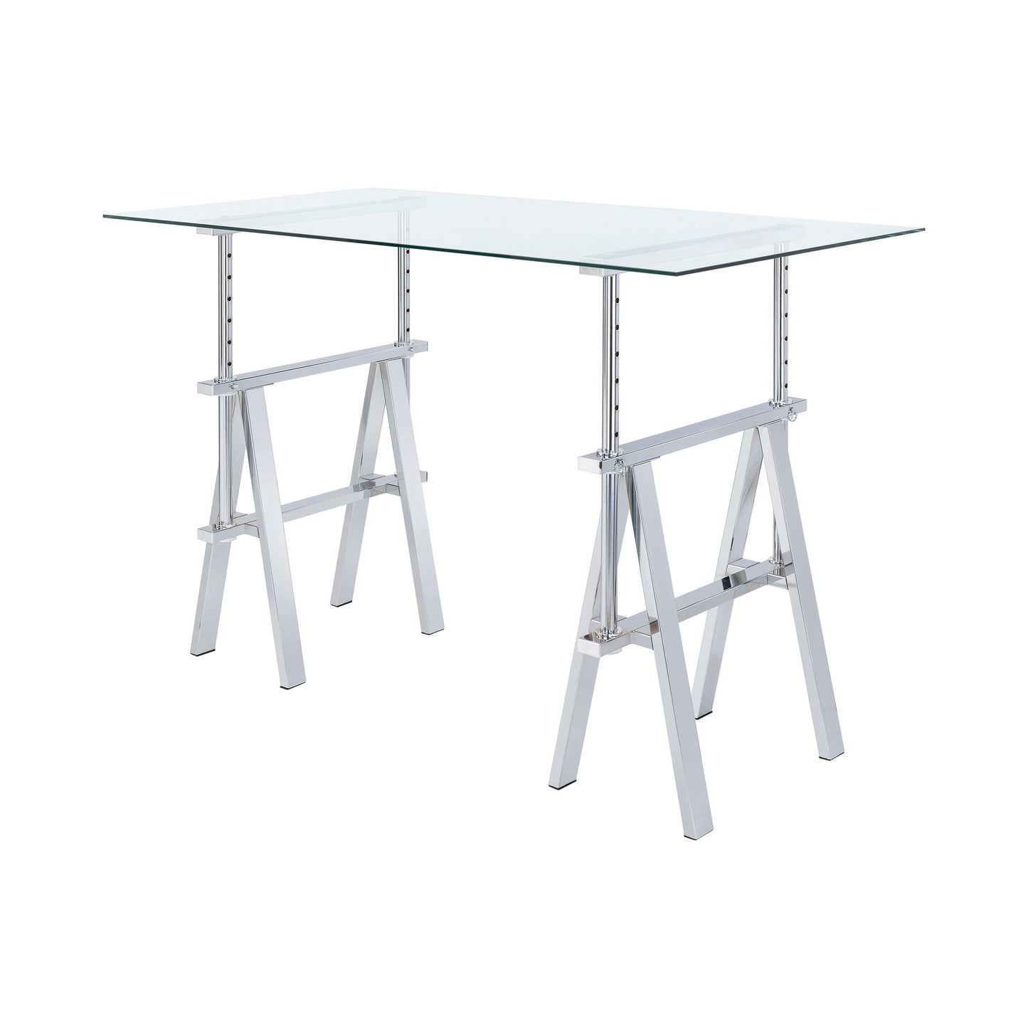 Statham Glass Top Adjustable Writing Desk Clear And Chrome - 800900