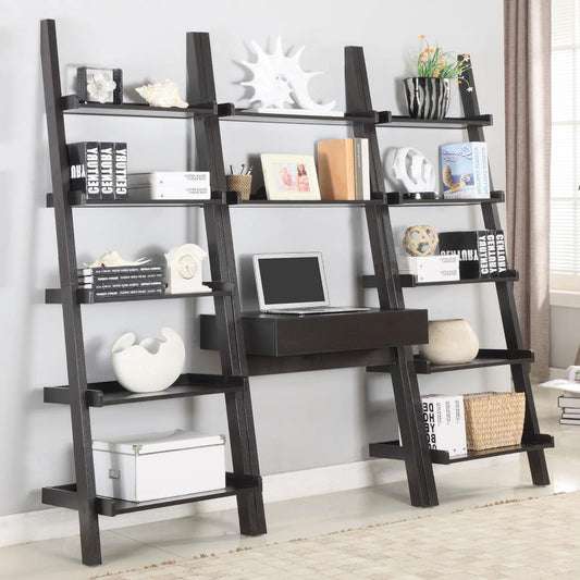 Bower 3-piece 1-drawer Ladder Desk Set Cappuccino - 801373-S3
