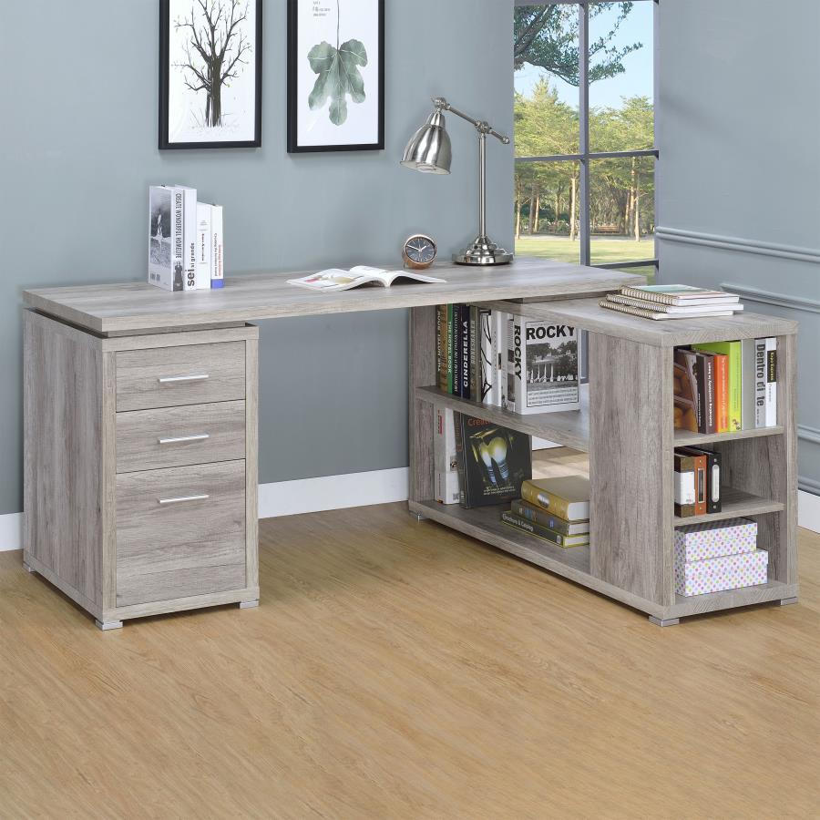 Yvette L-shape Office Desk Grey Driftwood -801516