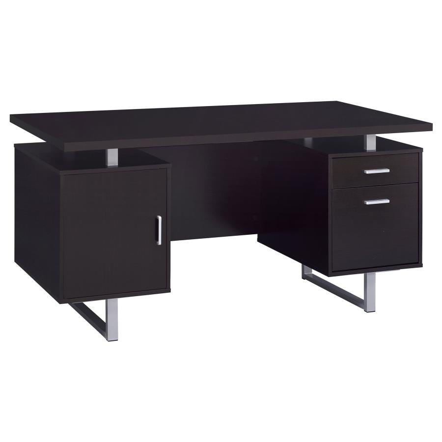 Lawtey Rectangular Storage Office Desk Cappuccino - 801521