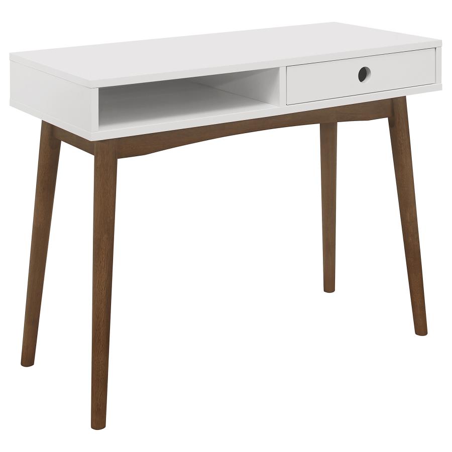 Bradenton 1-drawer Writing Desk White and Walnut - 801931