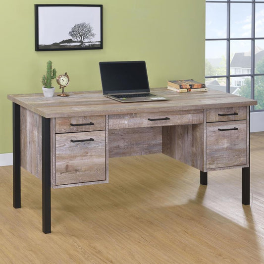 Samson 4-Drawer Office Desk Weathered Oak - 801950