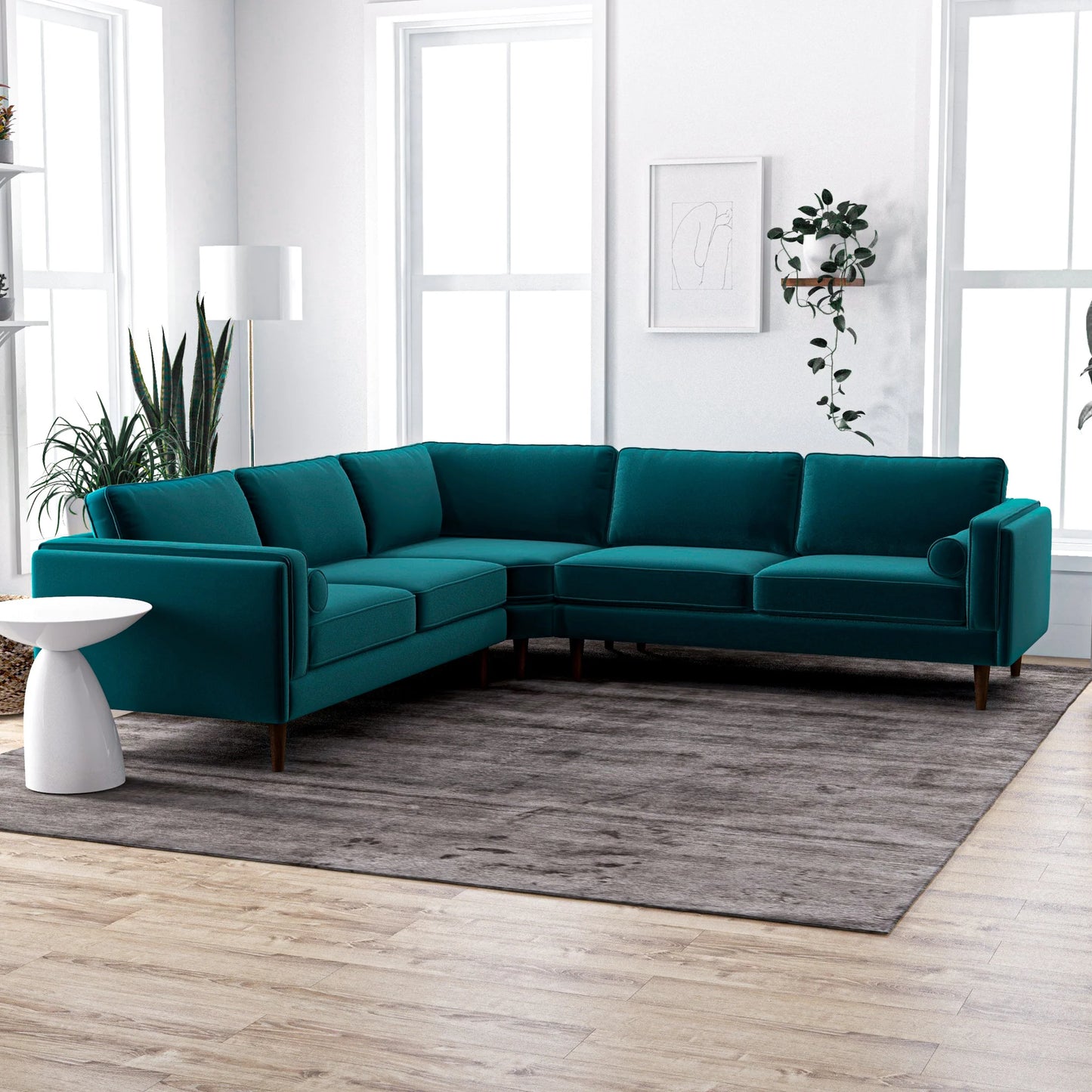 Fordham Symmetrical Corner Sofa (Teal Velvet)