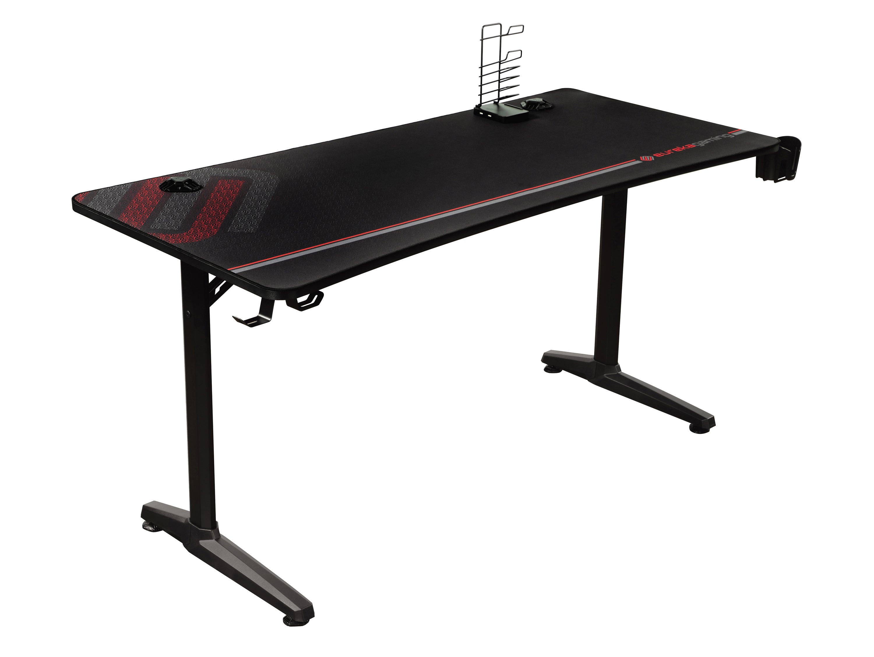 Tarnov Rectangular Metal Gaming Desk With USB Ports Black 802436