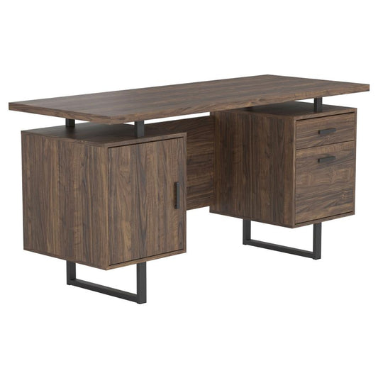 Lawtey Floating Top Office Desk Aged Walnut - 802521