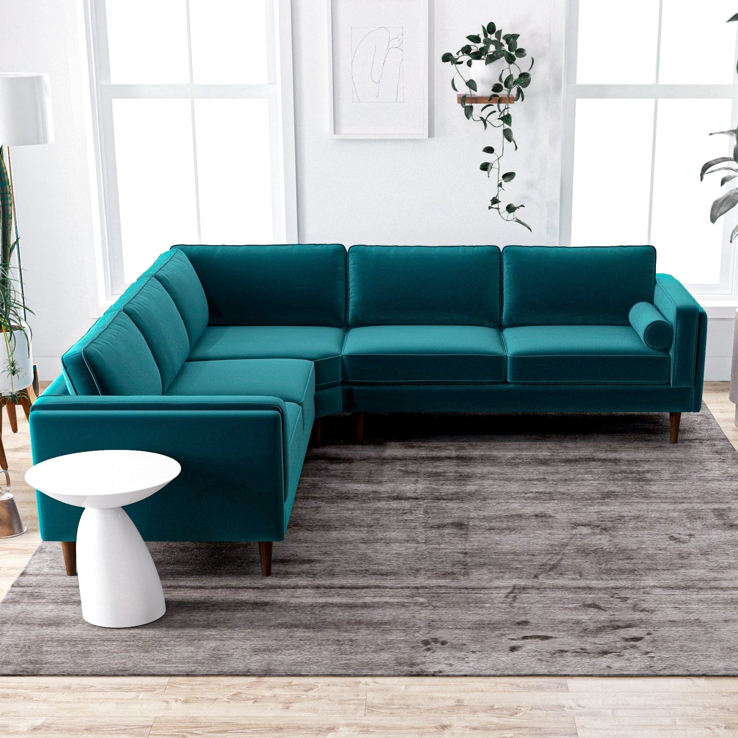 Fordham Symmetrical Corner Sofa (Teal Velvet)