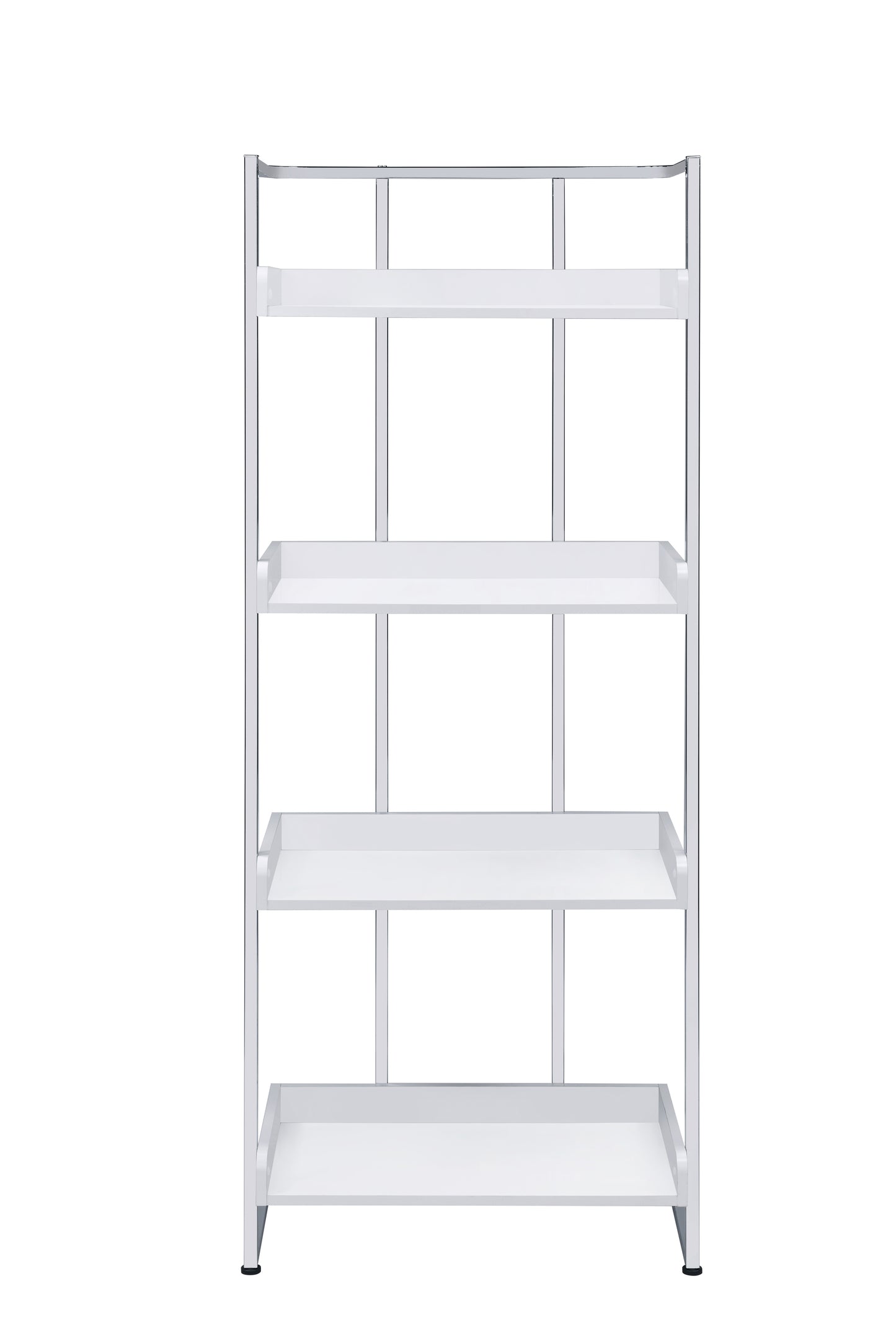 Ember 4-Shelf Bookcase White High Gloss And Chrome - 803402