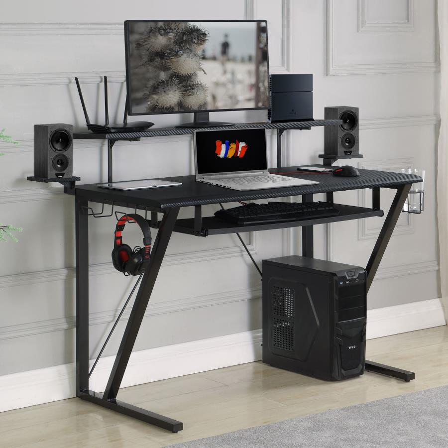 Tech Spec Gaming Desk with Cup Holder Gunmetal - 804436