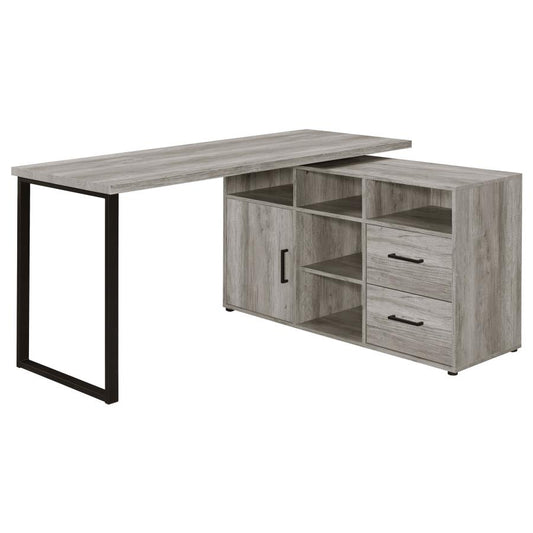 Hertford L-Shape Office Desk With Storage Grey Driftwood - 804462