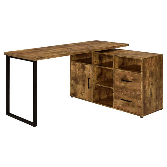Hertford L-shape Office Desk with Storage Antique Nutmeg - 804464