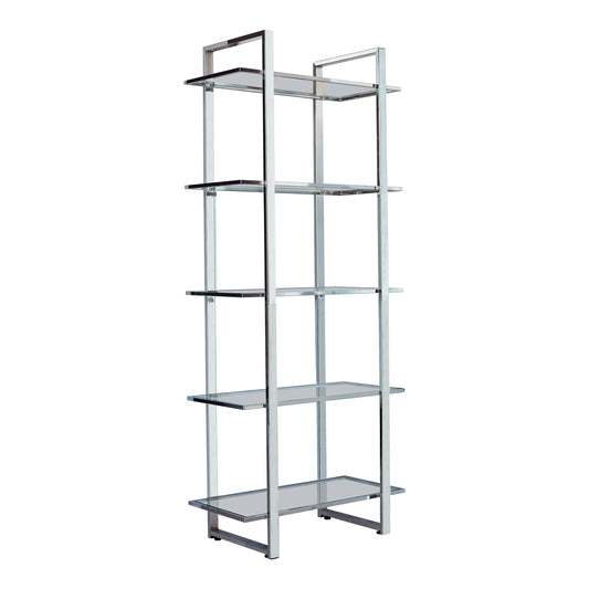 Hartford Glass Shelf Bookcase Chrome -