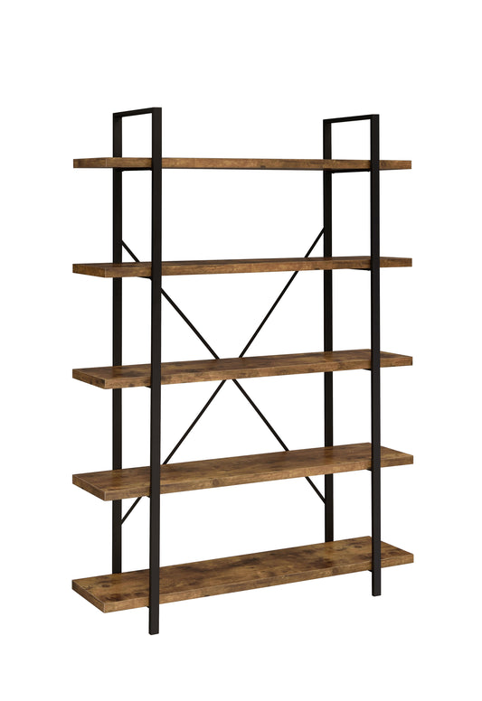 Cole 5-Shelf Bookcase Antique Nutmeg And Black - 805817