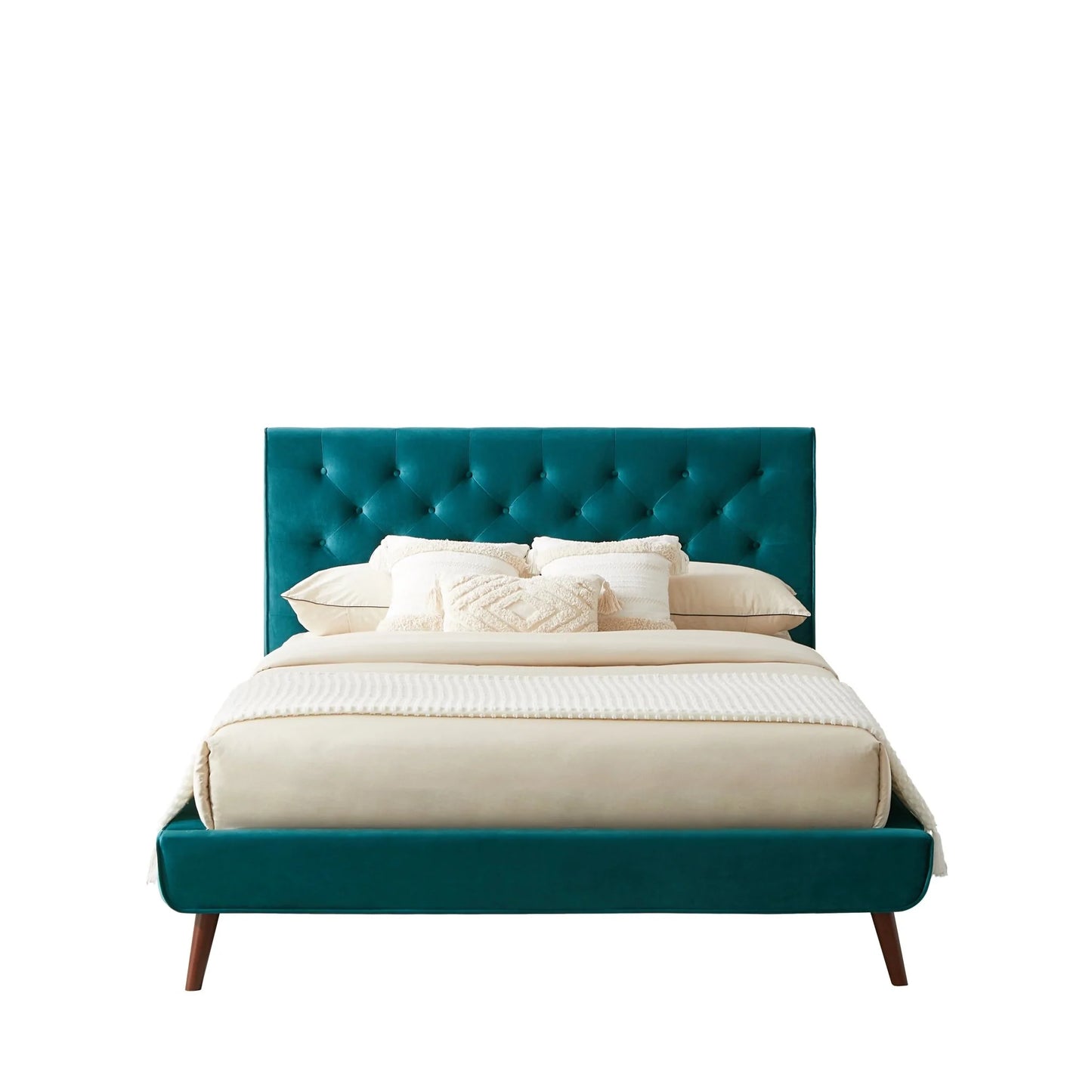 Ashley Platform Bed - Turquoise Velvet