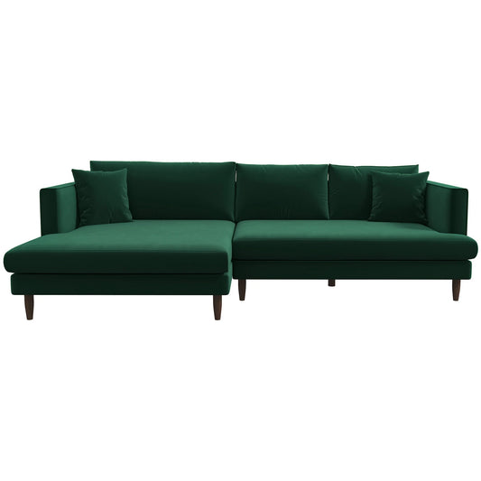 Delano Sectional Sofa (Green Velvet - Left Facing Chaise)