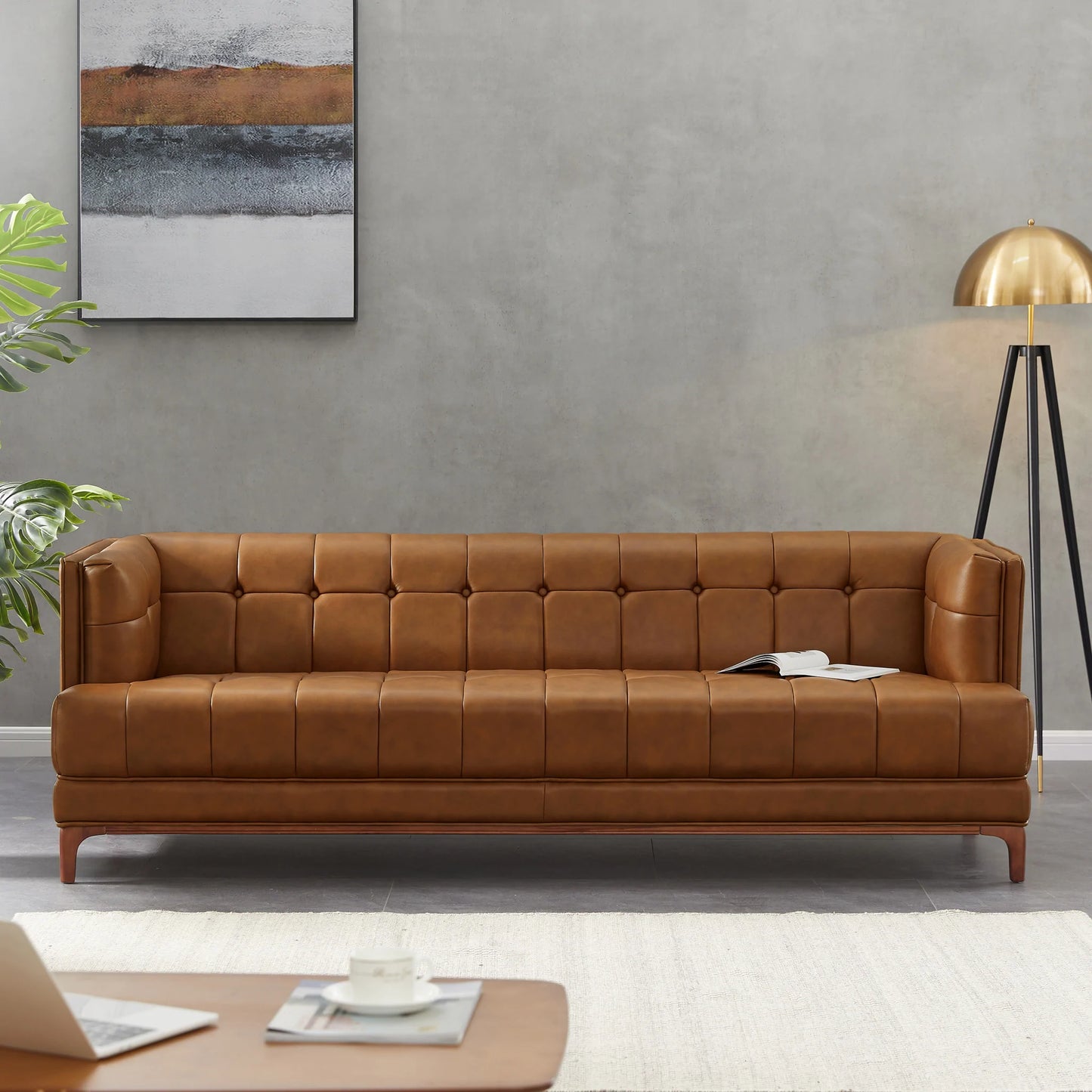 Kennedy Sofa (Cognac Leather)