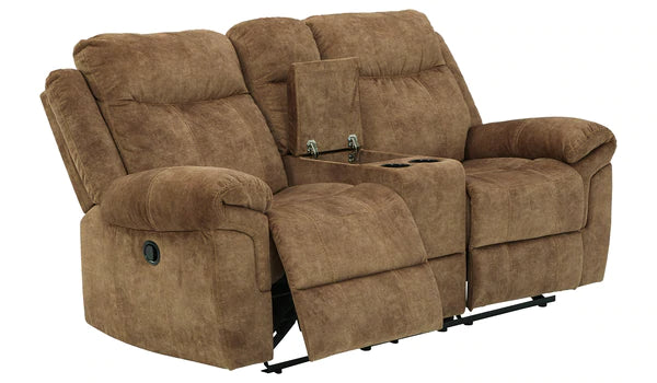 Huddle-Up Nutmeg Glider Reclining Loveseat with Console | 8230494
