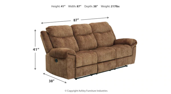 Huddle-Up Nutmeg Reclining Sofa with Drop Down Table | 8230489