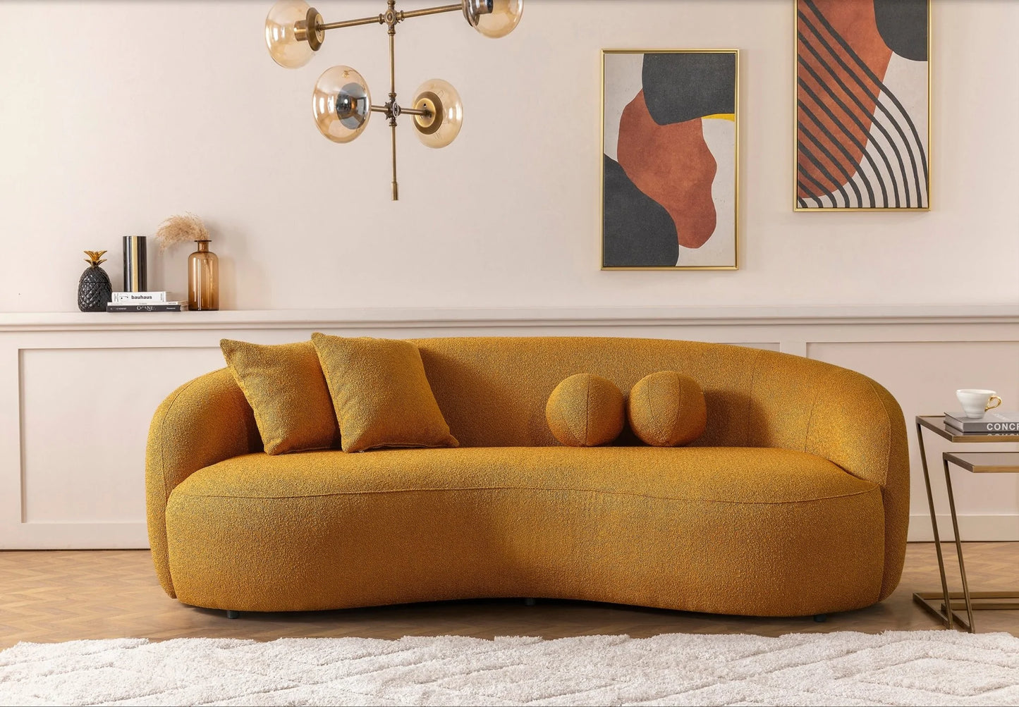 Blair Curvy Boucle Couch (Gold)