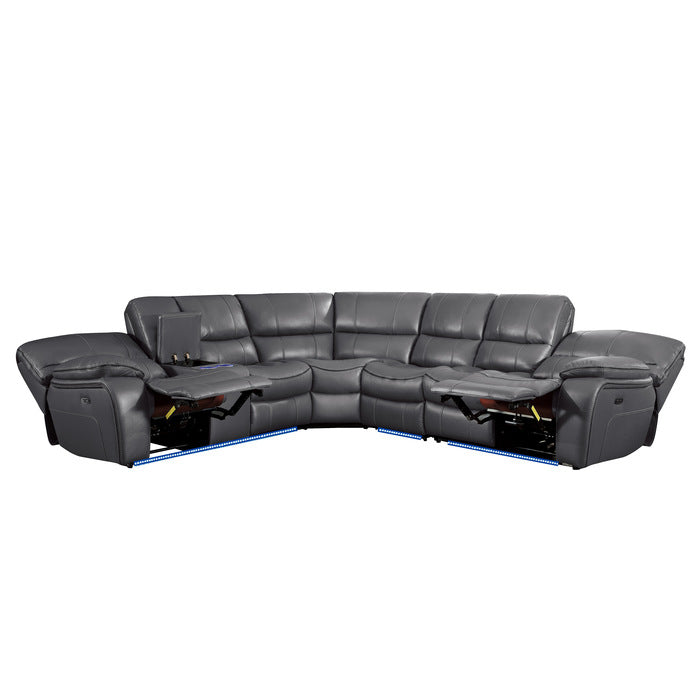 8480GRY*4SCPD 4-Piece Modular Power Reclining Sectional with Left Console and LED