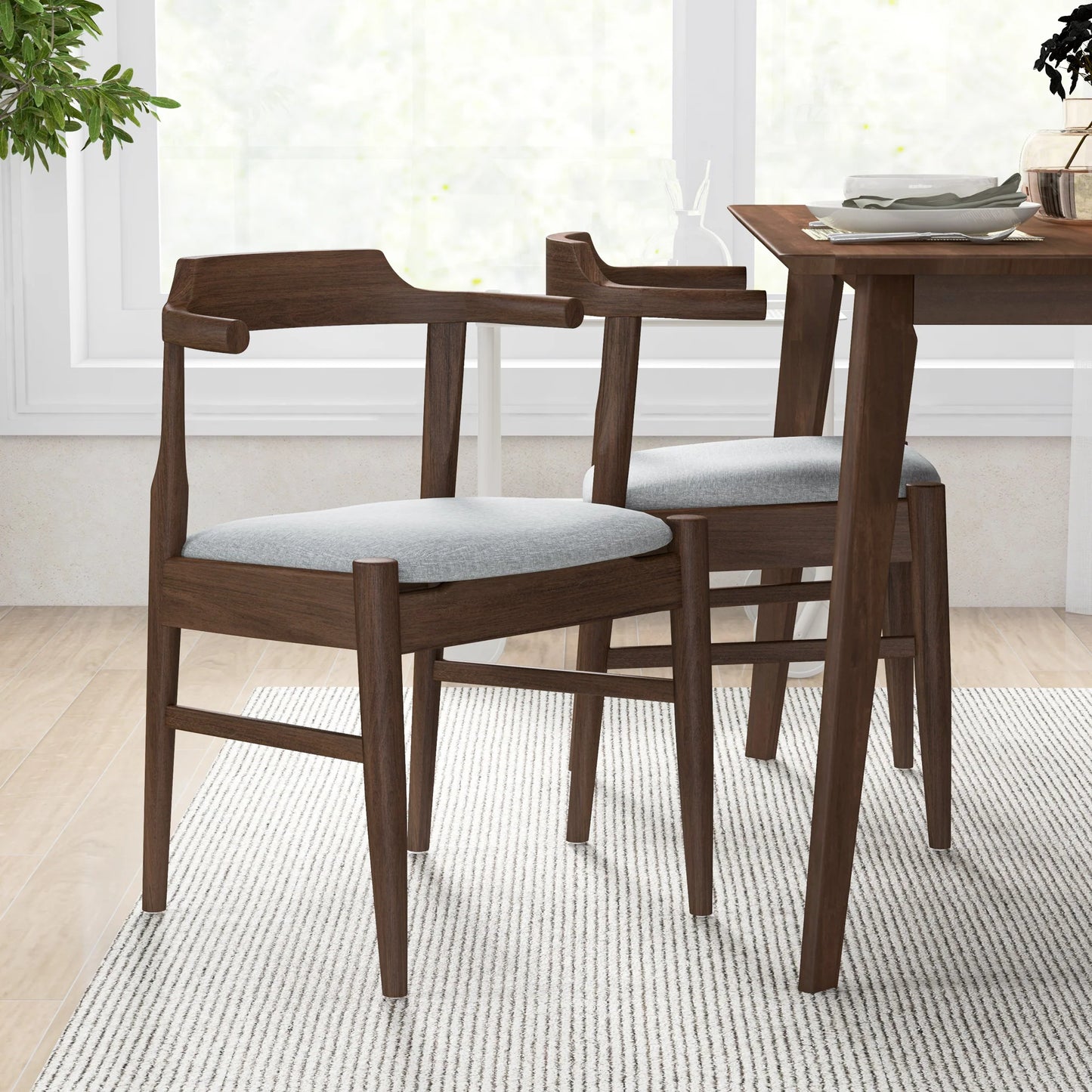 Dining Set, Abbott Small Walnut Table with 4 Zola Gray Chairs