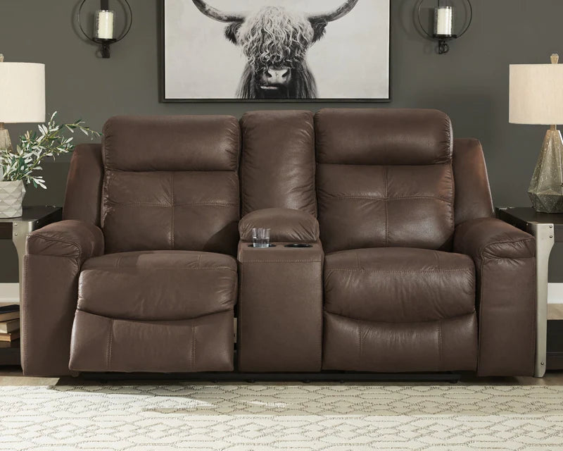 Jesolo Coffee Reclining Loveseat with Console | 8670494
