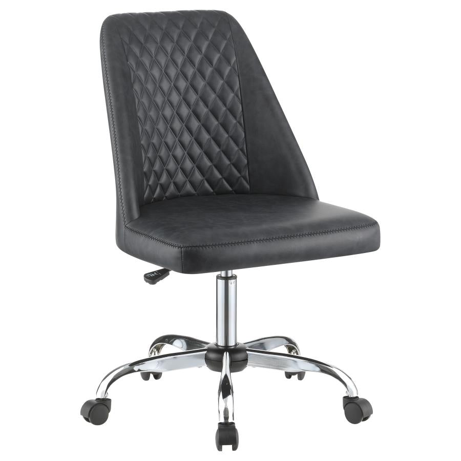Upholstered Tufted Back Office Chair Grey and Chrome - 881196